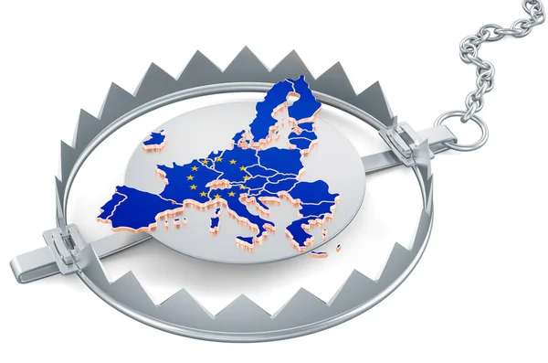 European Union Bear Trap Rendering Isolated White Background — Stock Photo, Image