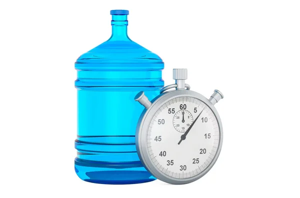 Gebotteld Water Met Stopwatch Snelle Levering Concept Rendering Geïsoleerd Witte — Stockfoto