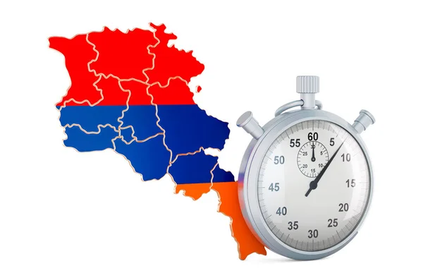 Armeense Kaart Met Stopwatch Weergave Geïsoleerd Witte Achtergrond — Stockfoto