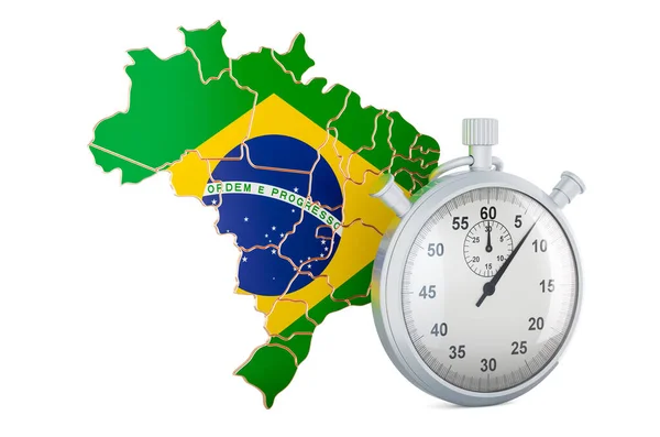 Brazilská Mapa Stopkami Vykreslování Izolované Bílém Pozadí — Stock fotografie