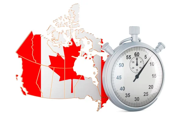 Canadese Kaart Met Stopwatch Weergave Geïsoleerd Witte Achtergrond — Stockfoto