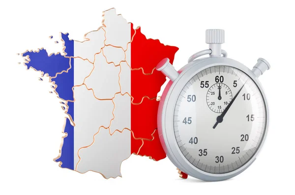 French Map Stopwatch Rendering Isolated White Background — Stock Photo, Image