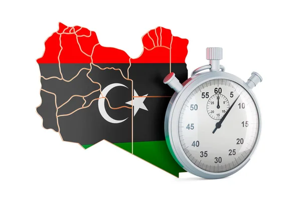 Libyan Map Stopwatch Rendering Isolated White Background — Stock Photo, Image