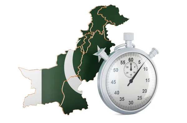Pakistaanse Kaart Met Stopwatch Weergave Geïsoleerd Witte Achtergrond — Stockfoto