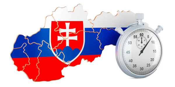Carte Slovaque Avec Chronomètre Rendu Isolé Sur Fond Blanc — Photo
