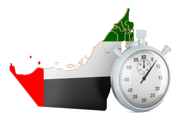 United Arab Emirates Map Stopwatch Rendering Isolated White Background — Stock Photo, Image