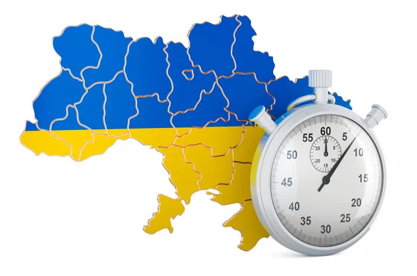 Ukrainian Map Stopwatch Rendering Isolated White Background — Stock Photo, Image