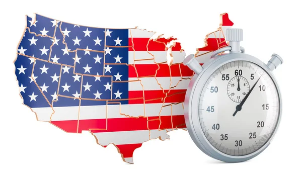 Mapa Estados Unidos Con Cronómetro Representación Aislado Sobre Fondo Blanco —  Fotos de Stock