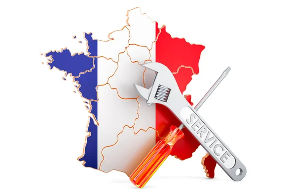 French Map Screwdriver Wrench Rendering Isolated White Background — Stock Photo, Image