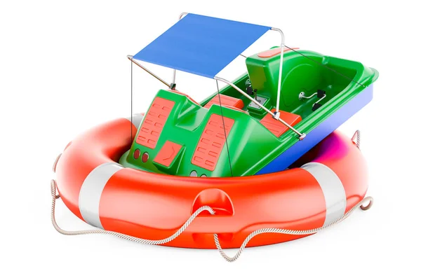 Barco Remos Dentro Del Cinturón Salvavidas Representación Aislada Sobre Fondo — Foto de Stock