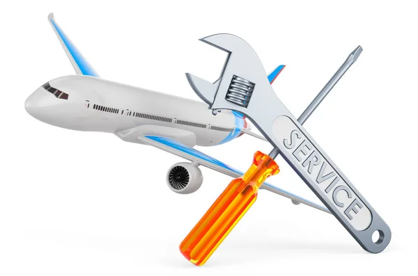 Service Reparatie Van Vliegtuigen Rendering Geïsoleerd Witte Achtergrond — Stockfoto