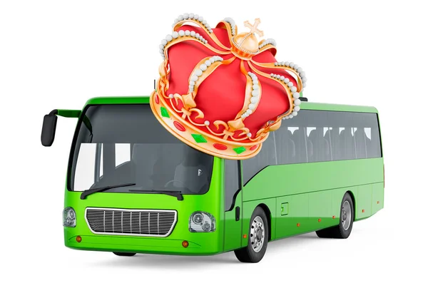 Bus Mit Fünf Goldenen Kronen Rendering Isoliert Auf Weißem Hintergrund — Stockfoto