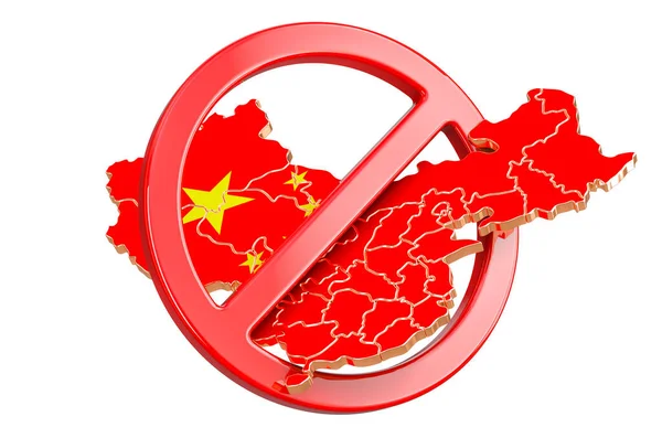 Chinese Map Forbidden Sign Rendering Isolated White Background — Stock Photo, Image