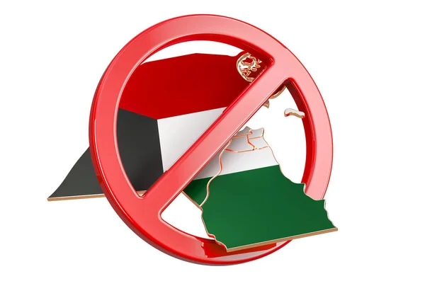 Kuwaiti Map Forbidden Sign Rendering Isolated White Background — Stock Photo, Image
