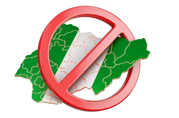 Nigeryjska Mapa Zakazanym Znakiem Renderowanie Izolowane Białym Tle — Zdjęcie stockowe