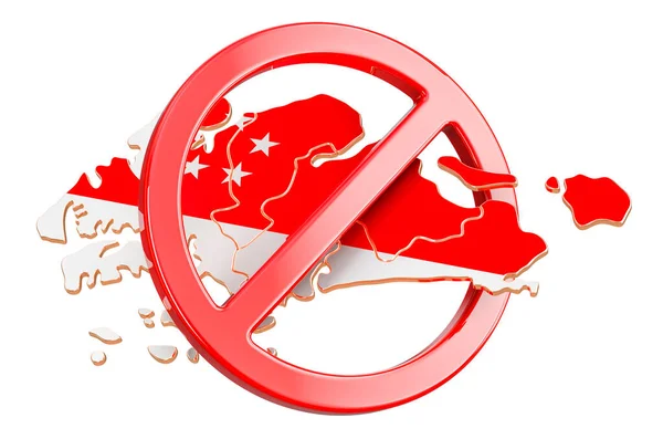 Singaporean Map Forbidden Sign Rendering Isolated White Background — Stock Photo, Image