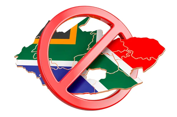 Südafrikanische Landkarte Mit Verbotsschild Darstellung Isoliert Auf Weißem Hintergrund — Stockfoto