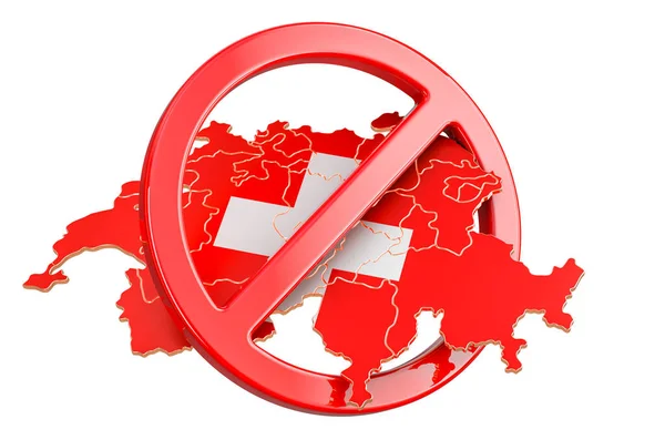 Швейцарська Карта Забороненим Знаком Рендеринг Ізольований Білому Тлі — стокове фото