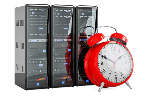Computer Server Racks Met Wekker Rendering Geïsoleerd Witte Achtergrond — Stockfoto