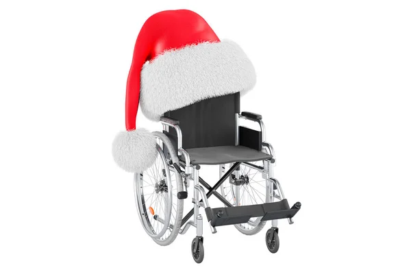 Χειροκίνητη Αναπηρική Καρέκλα Καπέλο Βασίλη Απόδοση Απομονωμένη Λευκό Φόντο — Φωτογραφία Αρχείου
