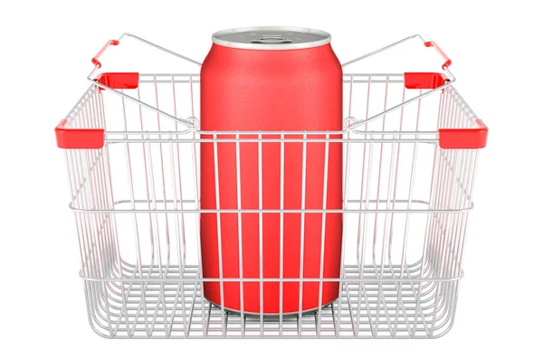 Warenkorb Mit Getränkedose Darstellung Isoliert Auf Weißem Hintergrund — Stockfoto