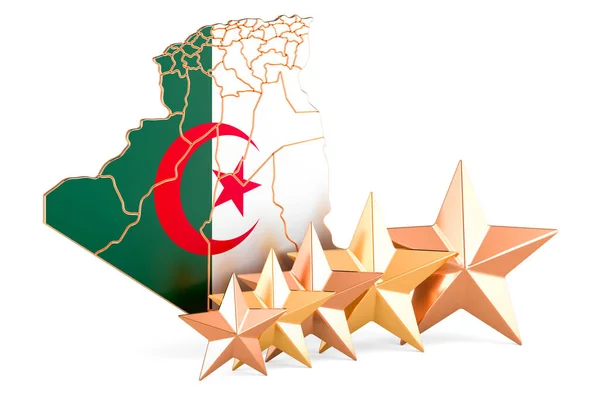 5つ星のアルジェリアの地図 アルジェリアでの評価 サービス 白い背景に隔離された3Dレンダリング — ストック写真