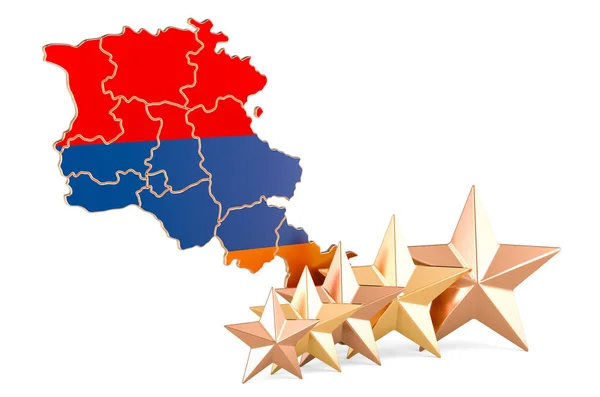 Arménská Mapa Pěti Hvězdami Hodnocení Kvalita Služby Arménii Vykreslování Izolované — Stock fotografie