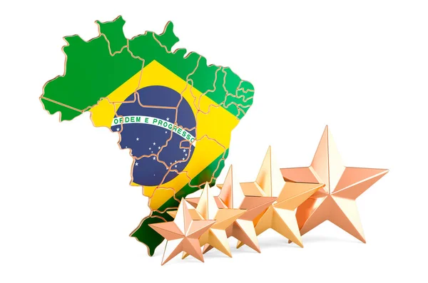 Brasiliansk Karta Med Fem Stjärnor Betyg Kvalitet Service Brasilien Rendering — Stockfoto