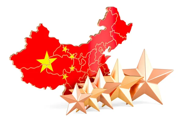 Kinesisk Karta Med Fem Stjärnor Betyg Kvalitet Service Kina Rendering — Stockfoto