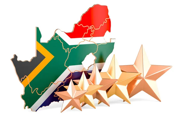 Südafrikanische Karte Mit Fünf Sternen Bewertung Qualität Service Südafrika Rendering — Stockfoto