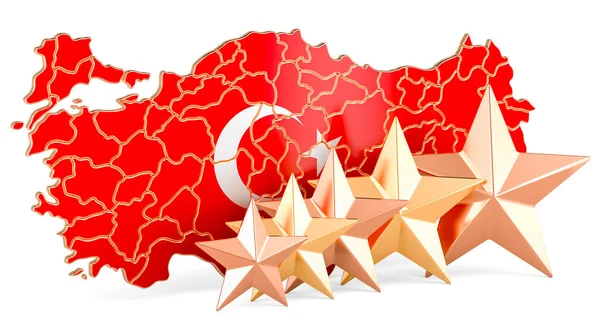 Mapa Turco Con Cinco Estrellas Valoración Calidad Servicio Turquía Representación —  Fotos de Stock