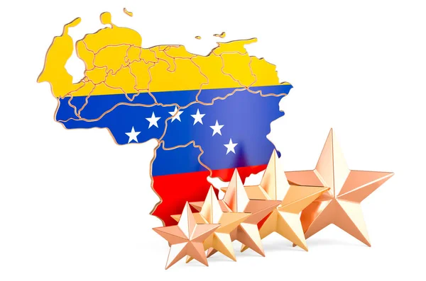 Venezuelas Karta Med Fem Stjärnor Betyg Kvalitet Service Venezuela Rendering — Stockfoto