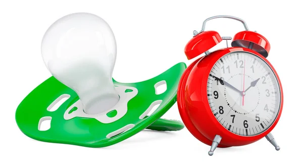 Baby Pacifier Alarm Clock Rendering Isolated White Background — Stock Photo, Image