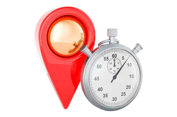 Map Pointer Stopwatch Rendering Isolated White Background — Stock Photo, Image