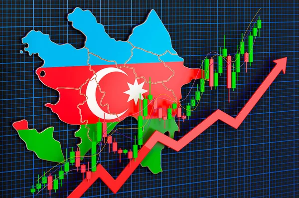 Ekonomisk Tillväxt Azerbajdzjan Uppåtgående Marknad Koncept Rendering Blå Mörk Bakgrund — Stockfoto