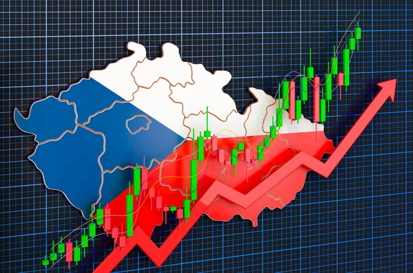 Pertumbuhan Ekonomi Republik Ceko Pasar Meningkat Konsep Perenderan Pada Latar — Stok Foto