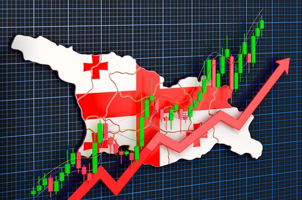 Економічне Зростання Грузії Ринкова Тенденція Концепція Зображення Синьому Темному Фоні — стокове фото