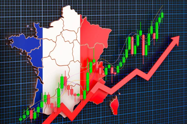 Pertumbuhan Ekonomi Perancis Pasar Meningkat Konsep Perenderan Pada Latar Belakang — Stok Foto