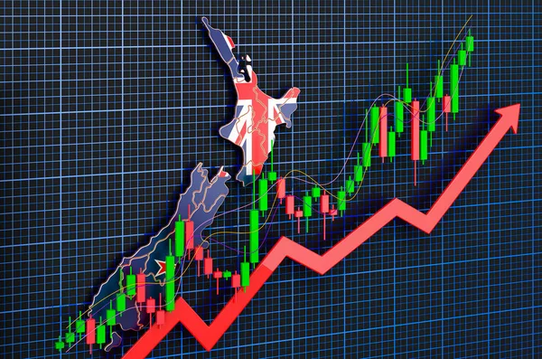 Wirtschaftswachstum Neuseeland Aufstrebender Markt Konzept Rendering Auf Dunklem Blauem Hintergrund — Stockfoto