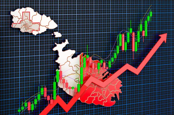 Економічне Зростання Мальті Ринок Зростання Концепція Зображення Синьому Темному Фоні — стокове фото