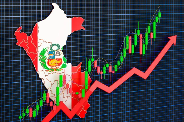 Економічне Зростання Перу Ринок Зростання Концепція Зображення Синьому Темному Фоні — стокове фото
