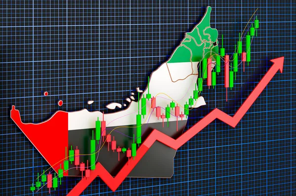 Ekonomisk Tillväxt Förenade Arabemiraten Uppåtgående Marknad Koncept Rendering Blå Mörk — Stockfoto