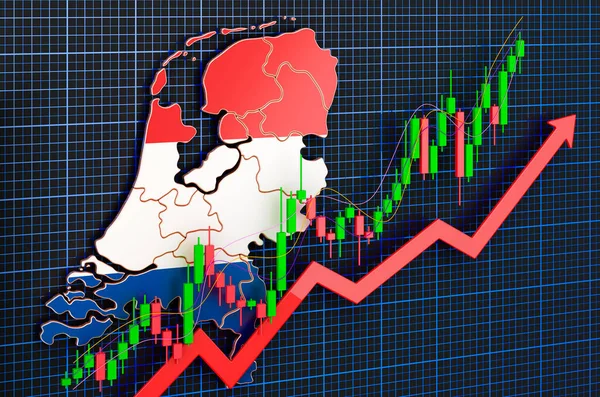 Економічне Зростання Нідерландах Ринок Зростання Концепція Зображення Синьому Темному Фоні — стокове фото