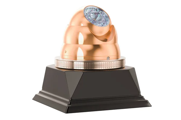 Telecamera Sicurezza Cupola Premio Oro Rendering Isolato Sfondo Nero — Foto Stock