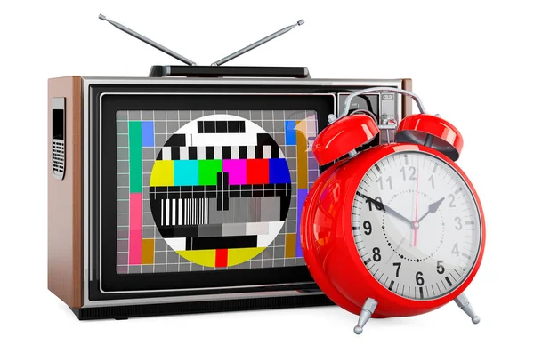 Televisor Retro Con Despertador Broadcast Time Concept Representación Aislada Sobre — Foto de Stock