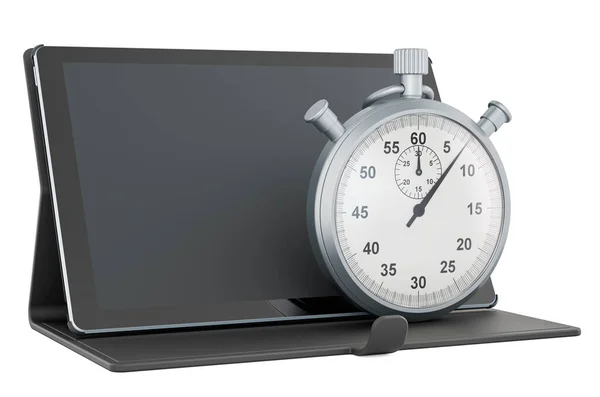 Tablet Computer Stopwatch Rendering Isolated White Background — Stock Photo, Image