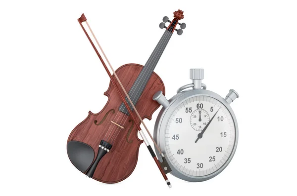 Violon Avec Chronomètre Rendu Isolé Sur Fond Blanc — Photo