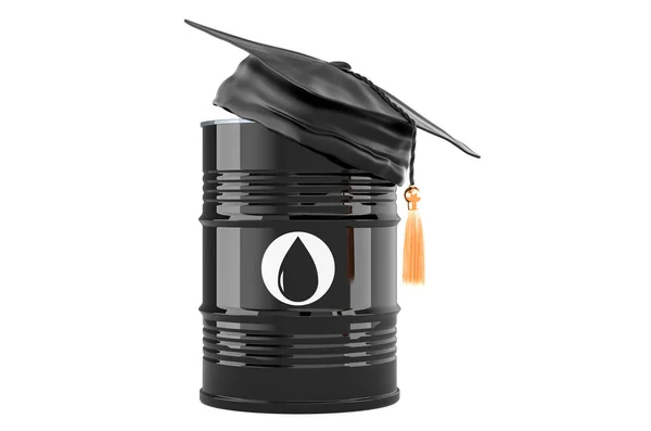 Barril Petróleo Con Sombrero Educación Representación Aislada Sobre Fondo Blanco —  Fotos de Stock