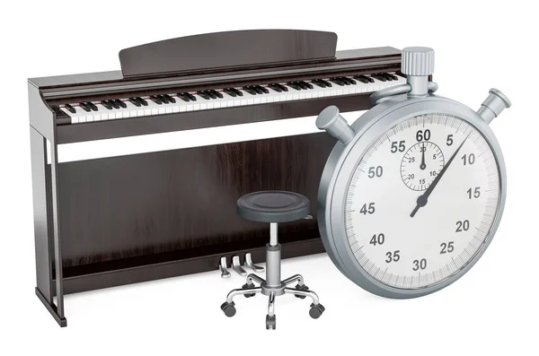 Pianoforte Digitale Con Cronometro Rendering Isolato Sfondo Bianco — Foto Stock