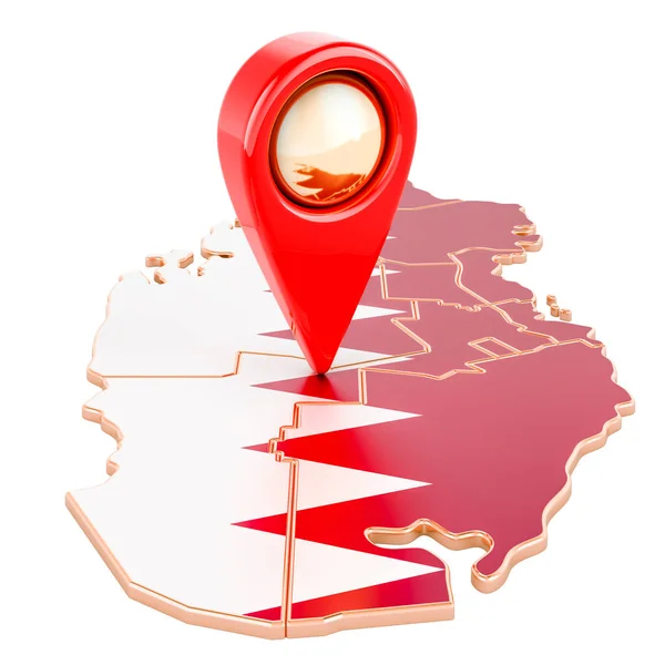 Katar Haritasında Harita Işaretleyici Beyaz Arkaplanda Boyutlu Görüntüleme Izole Edildi — Stok fotoğraf
